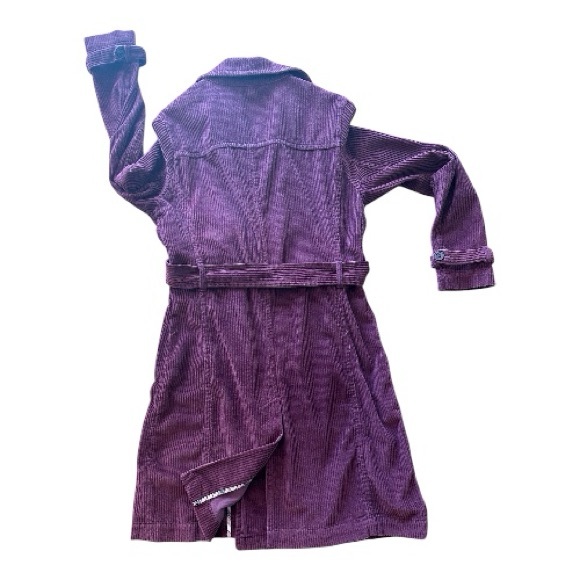 Vintage Wide Whale Corduroy Belted Trench Coat in Soft Raspberry • EUC• Size M - Picture 12 of 16